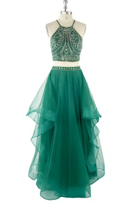 Elegant Two Piece A-line Tulle Formal Prom Dress, Beautiful Long Prom Dress, Banquet Party Dress
