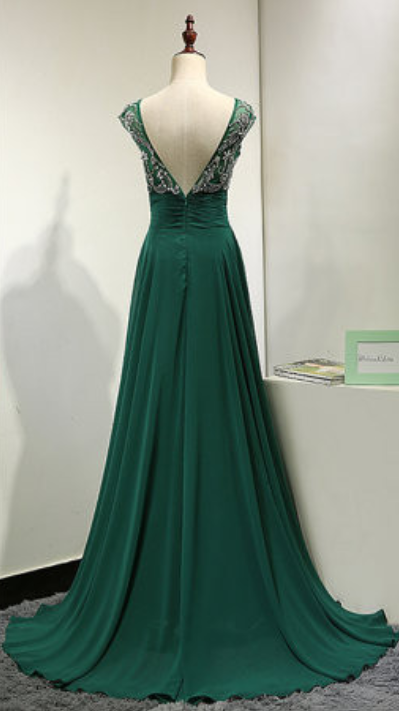 A-line Light Blue Popular Modest Chiffon Formal Long Prom Dresses main image 1
