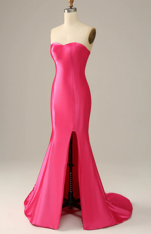 Elegant Simple Mermaid Satin Formal Prom Dress, Beautiful Long Prom ...