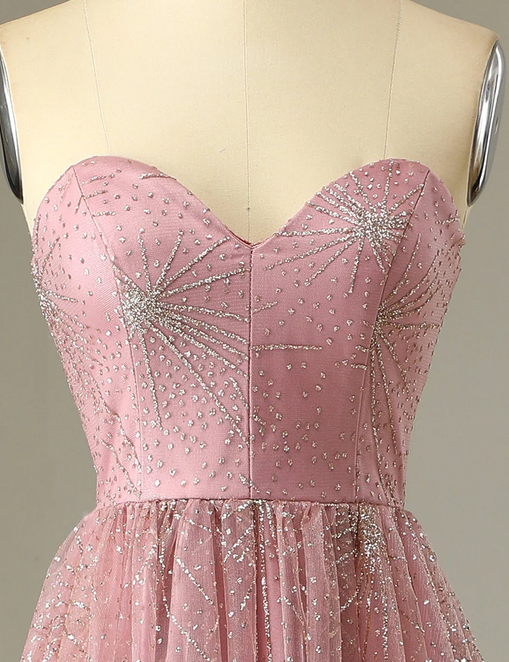 Hot Pink Sweetheart A-Line Tulle Tiered Long Prom Dress Evening Gown,DP1267