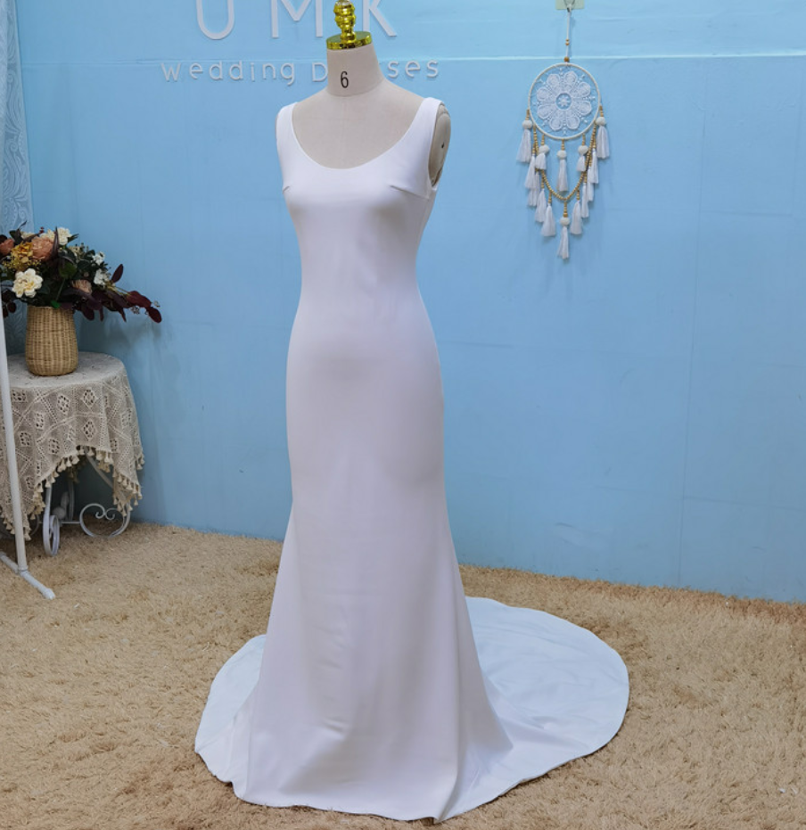 Prom Dresses,simple Crepe Mermaid Wedding Dress Sexy Open Backless Bow  Modern Bohemia Bridal Gowns on Luulla