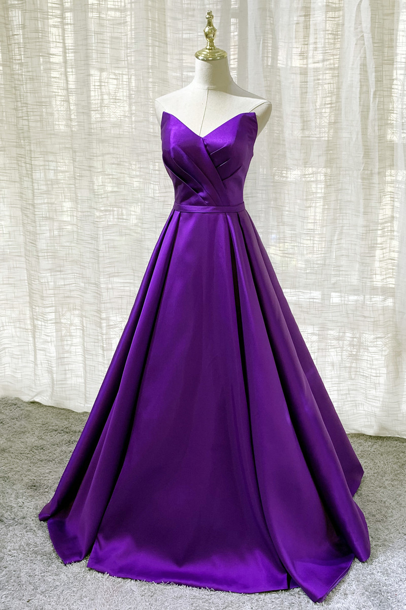 Elegant Simple A-line Satin Formal Prom Dress, Beautiful Prom Dress ...