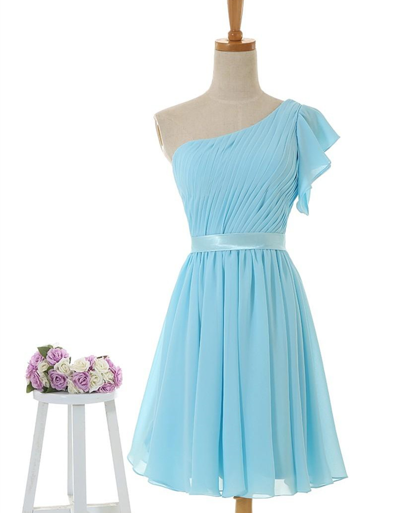 Elegant Sweetheart Simple One Shoulder Short Chiffon Formal Prom Dress, Beautiful Prom Dress, Banquet Party Dress