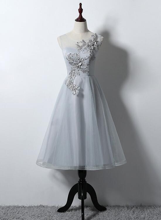 Elegant Sweetheart Round Neckline Tulle Homecoming Dress, Beautiful Short Dress, Banquet Party Dress