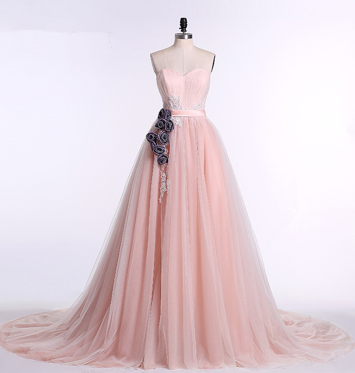 Elegant A-line Off Shoulder Lace Applique Tulle Formal Prom Dress, Beautiful Long Prom Dress, Banquet Party Dress