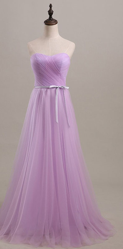 Elegant A Line Strapless Tulle Long Prom Dress, Evening Dress C6157