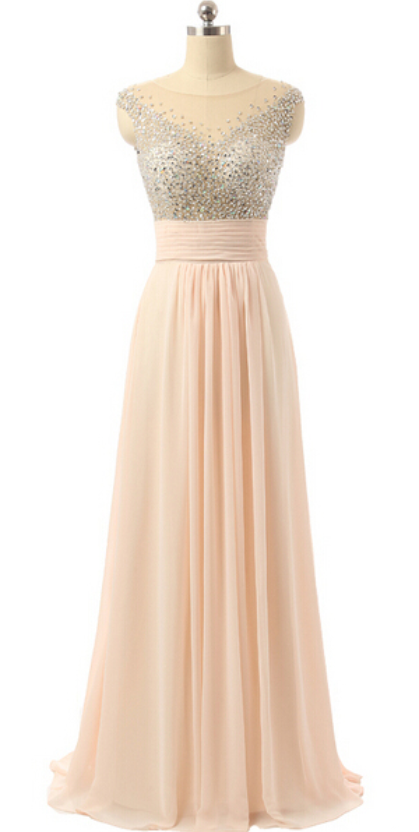 Elegant A-line Open Back Chiffon Formal Prom Dress, Beautiful Long Prom Dress, Banquet Party Dress