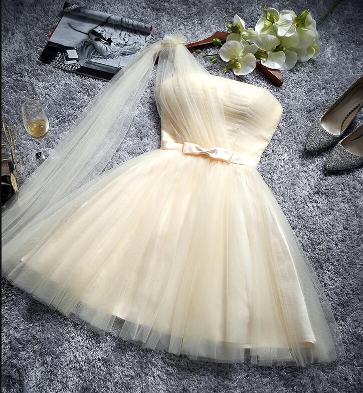 Elegant Sweetheart A-line One Shoulder Tulle Formal Prom Dress, Beautiful Long Prom Dress, Banquet Party Dress