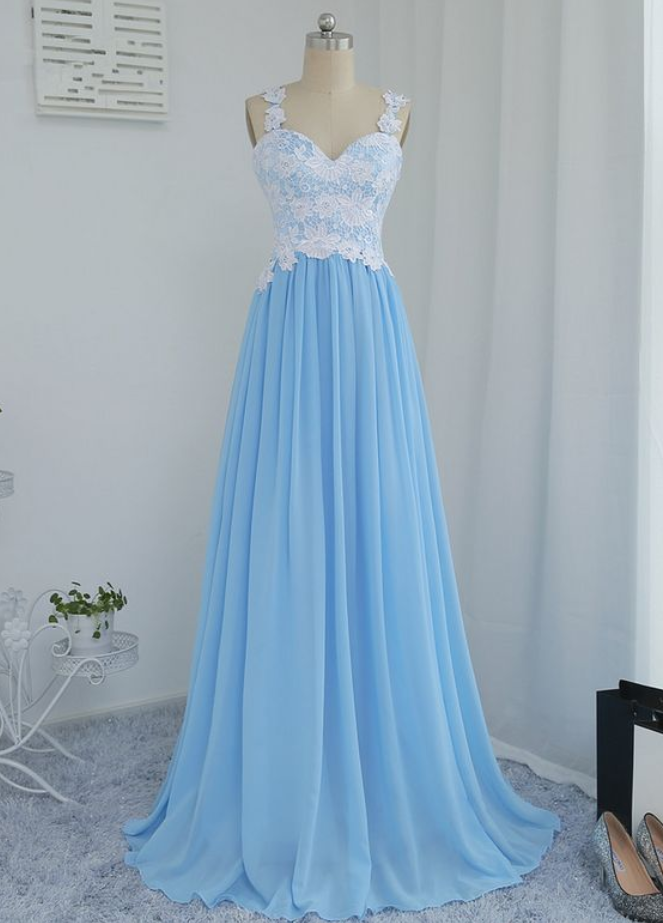 Wholesa Sweetheart Neck Chiffon Lace Long Prom Dresses Party Dresses