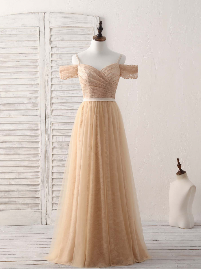 Prom Dresses,champagne Tulle Long Bridesmaid Dresses, Champagne Prom Dresses, Cocktail Dresses