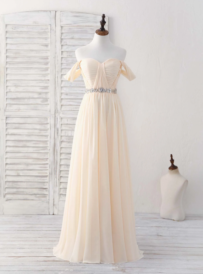 champagne chiffon bridesmaid dresses BABARONI V Neck Chiffon Gown with Cap Sleeves Champagne, Champagne / US0