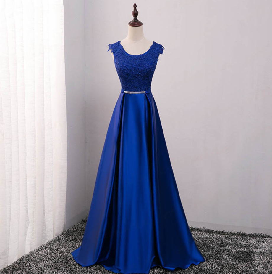 Prom Dresses,royal Blue Satin Gowns Slim Leg Long Dresses, Party Dresses On Stage