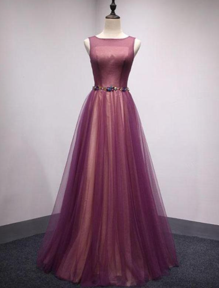 Prom Dresses, Sleeveless Purple A-line Version Wen Elegant Banquet Long Dress, Guest Vip Dress
