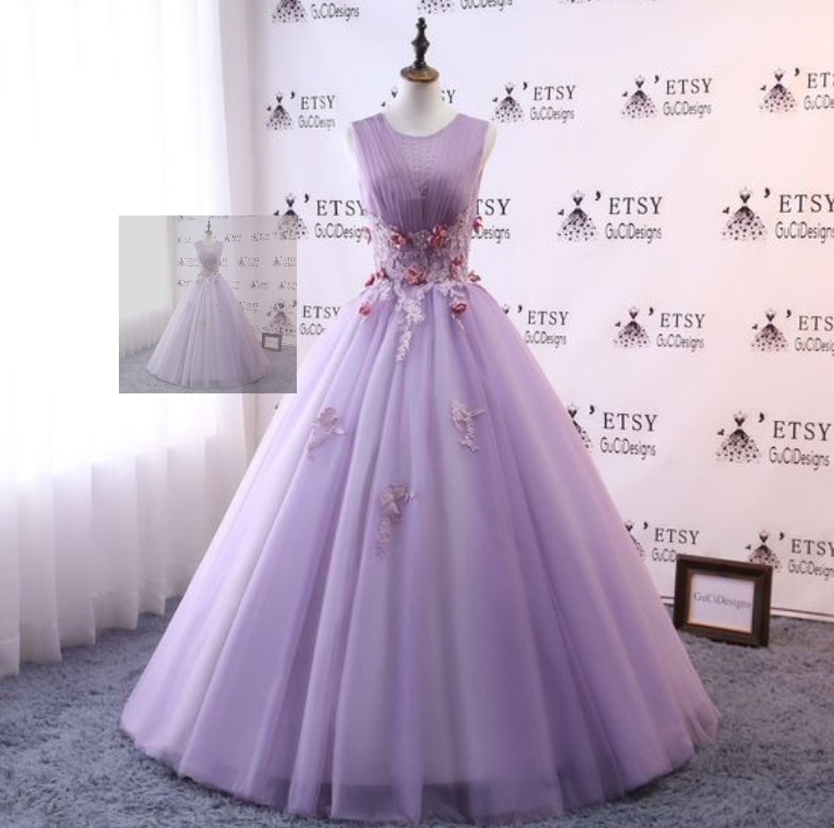 Prom Dresses,romantic Lavender Purple Long Dress Sweet And Lovely Tulle Dress Girls Party Dress