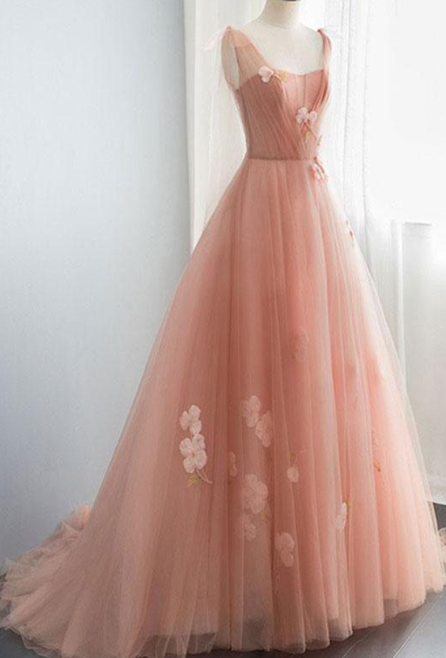 Prom Dresses,celebrity Princess Style Pink Heart-shaped Collar Tulle Long Party Evening Dress