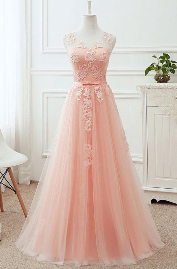 Prom Dresses,soft A-line Fit Pink Tulle Long Dress Party Dress, Graduation Dress