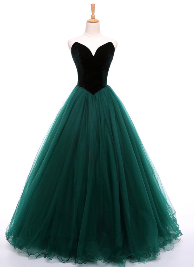 Prom Dresses,green Velvet Tulle Long Formal Dress To Add Color To Your Good Figure