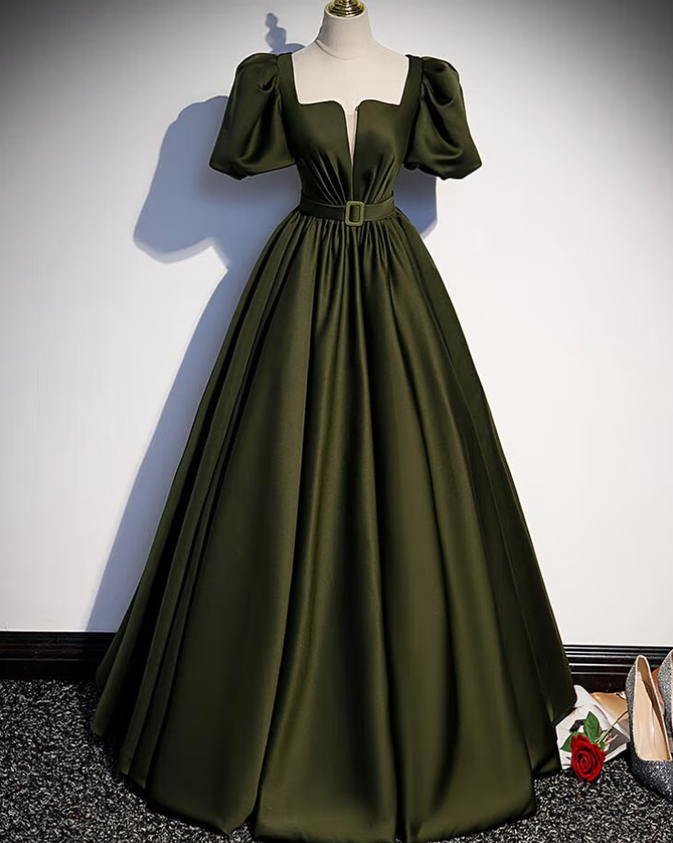 Prom Dresses,slim Slim To Enhance The Charming Temperament Dark Green French Evening Dress Satin Annual Meeting Host Performance Clothing