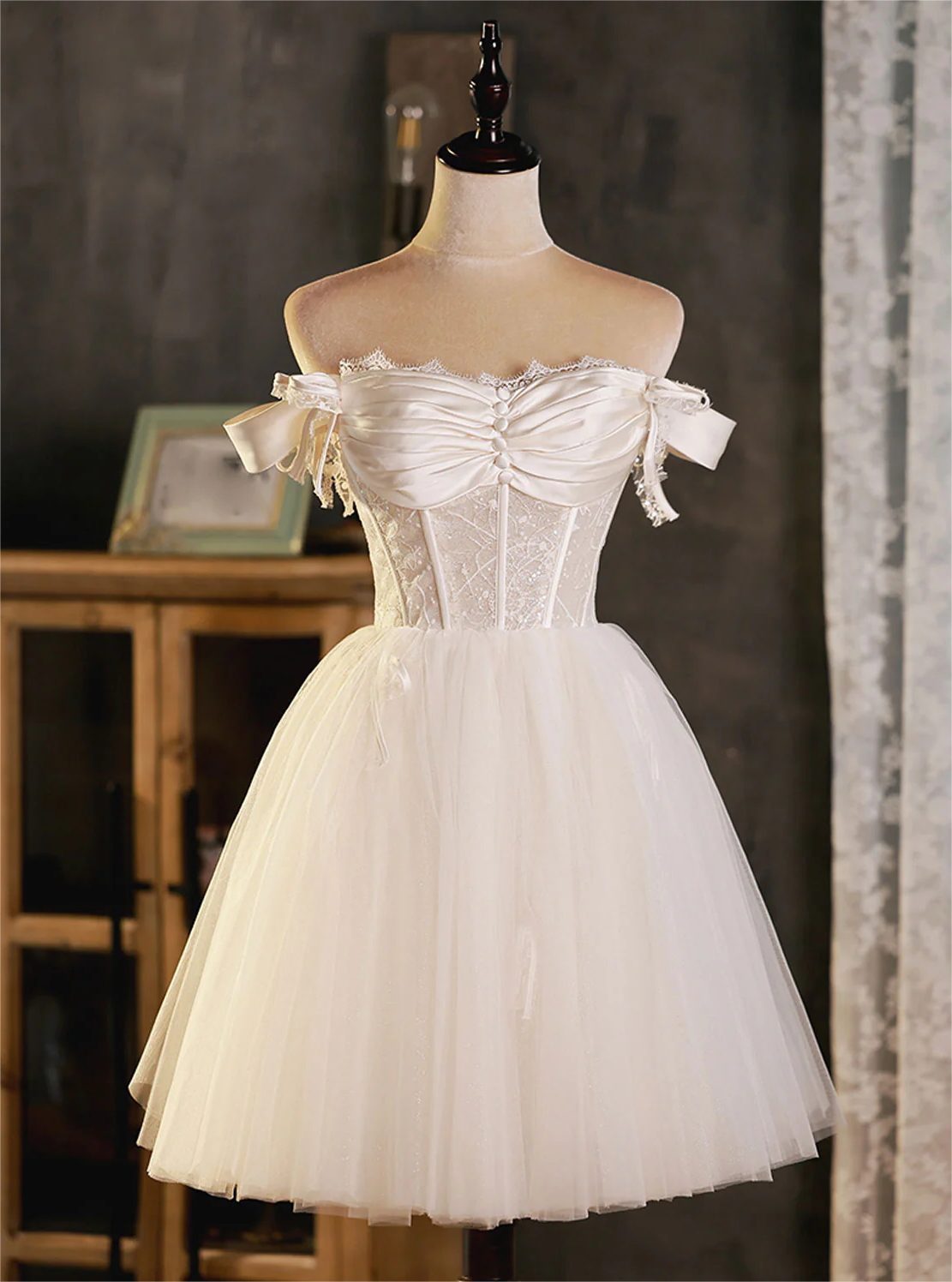 short prom dresses champagne Champagne Off Shoulder Short Prom Dresses Homecoming Dresses, Off Shoulder  Champagne Formal Graduation Evening Dresses, Champagne Cocktail Dresses