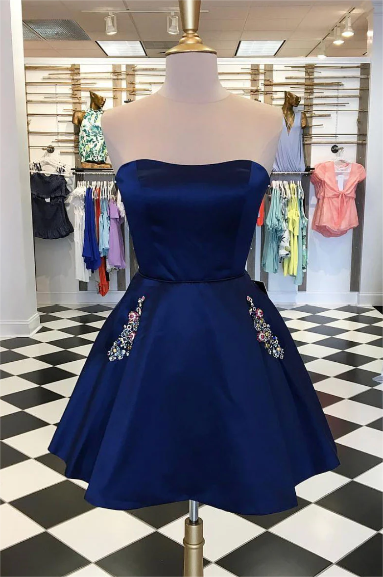 Prom Dress ,cute Dark Blue Short Prom Dress, Blue Homecoming Dress on Luulla