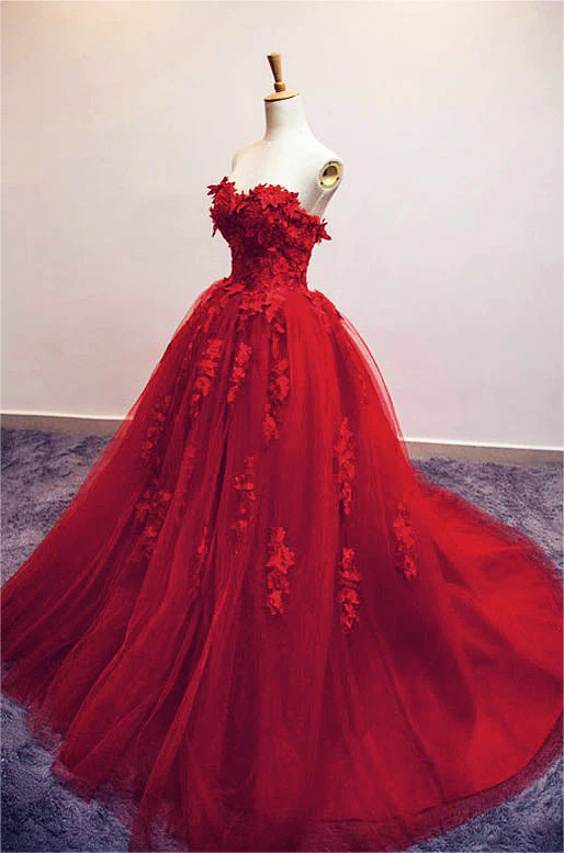 Long Prom Dress ,burgundy Sweetheart Tulle Lace Applique Long Prom Dress, Burgundy Evening Dress on Luulla Long Prom Dress ,burgundy Sweetheart Tulle Lace Applique Long Prom Dress, Burgundy Evening Dress on Luulla