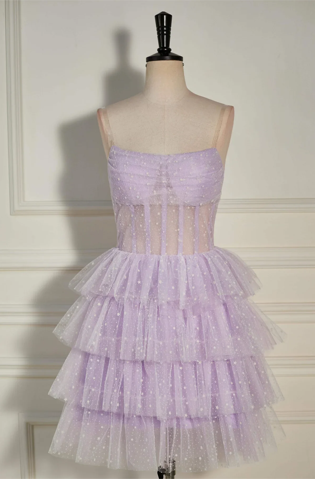 open lace back dress Strapless Sweetheart Neck Homecoming Dress Blush Pink Tulle Short Prom –  SheerGirl main image 0