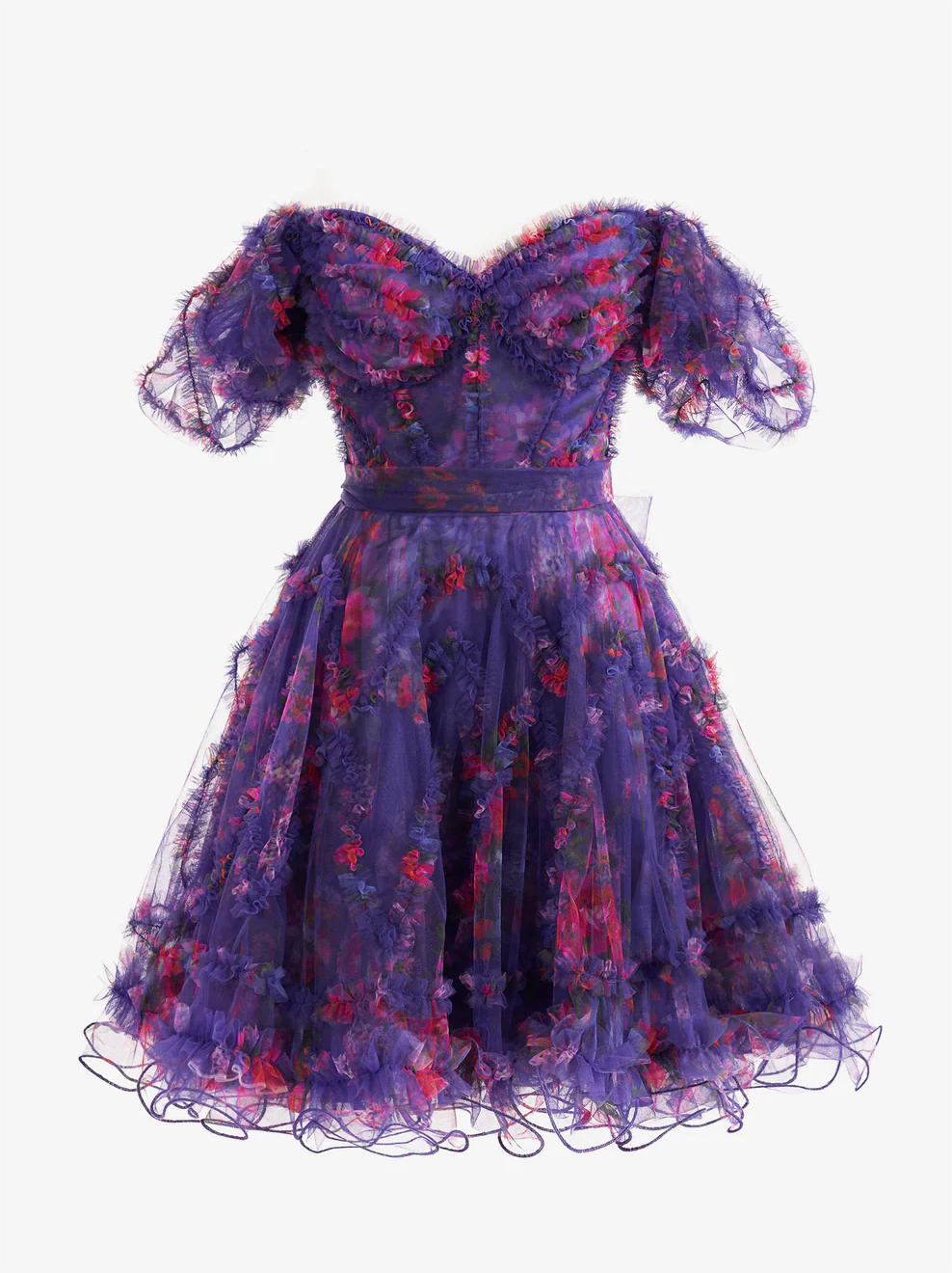 A Line Off The Shoulder Floral Printed Homecoming Dress