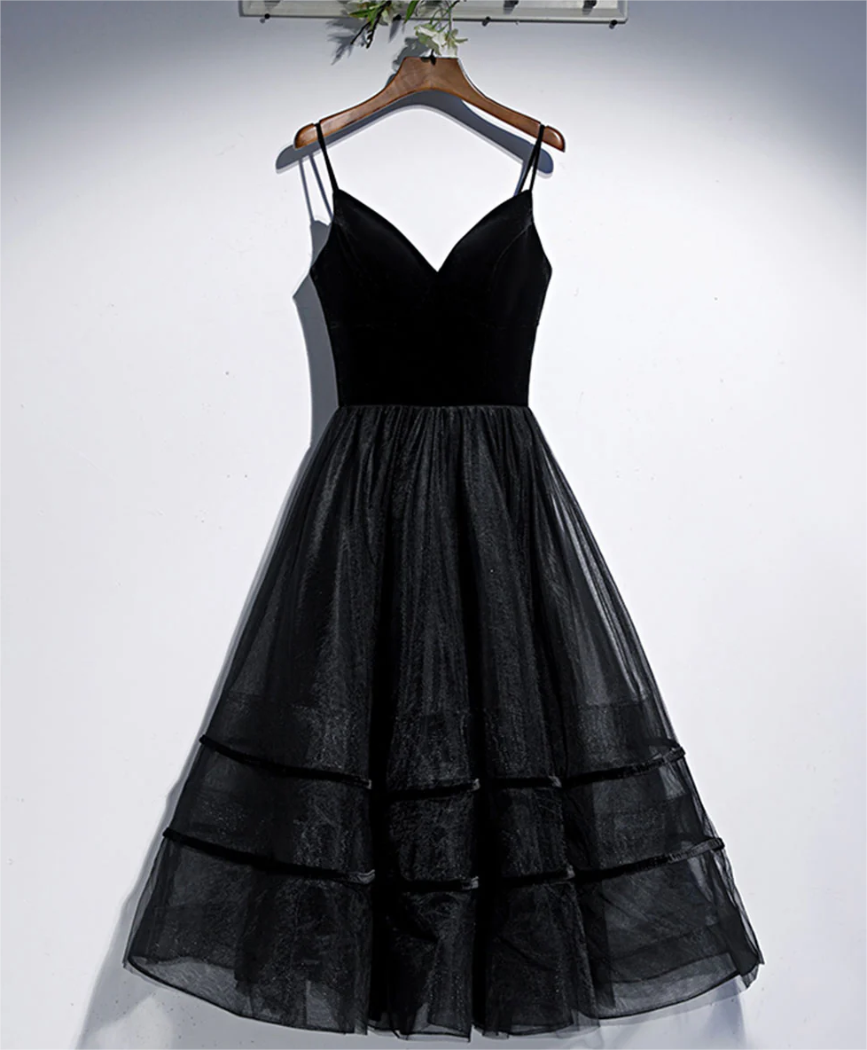 Black V Neck Tulle Short Prom Dress Black Tulle Homecoming Dress on Luulla