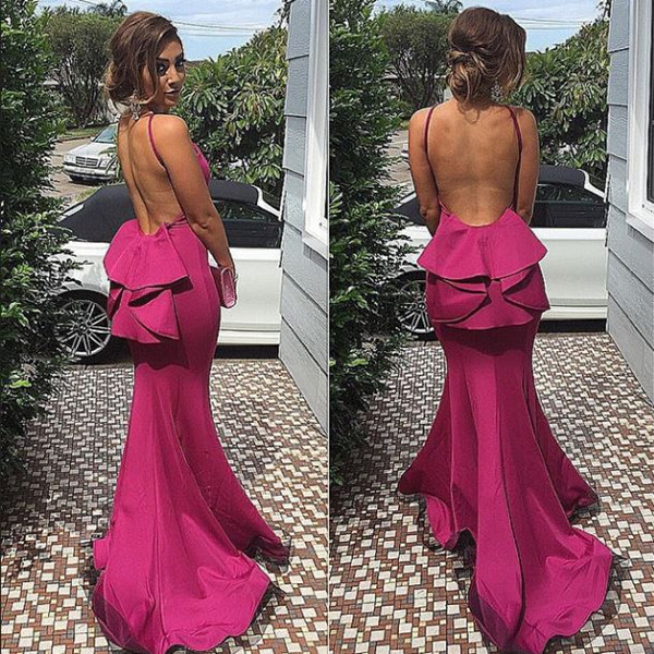Backless Sexy Charming Prom Dresses,sheat Evening Dresses, Prom Dresses, Real Spaghetti Straps Prom Dresses