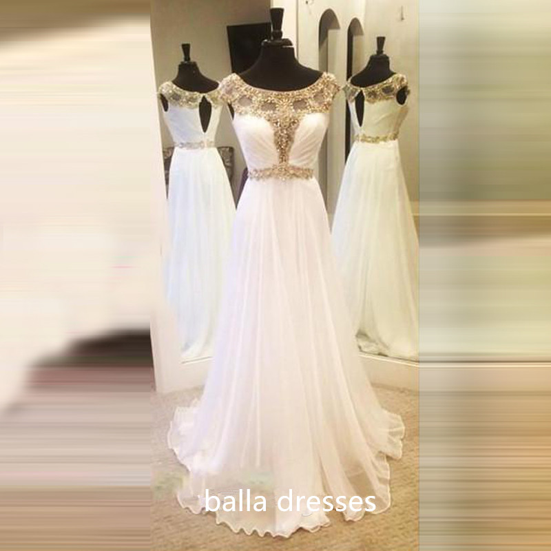 Prom Dress, Popular Prom Dress,white Prom Dress,beaded Prom Dress,cap Sleeve Prom Dress,sequin Prom Dress,long Prom Dress,chiffon Prom Dress,long