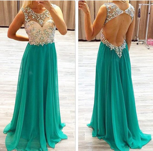 Beaded Open Back Prom Dress,sexy Evening Party Dress,formal Green Beaded Occasion Dress,open Back Party Dress