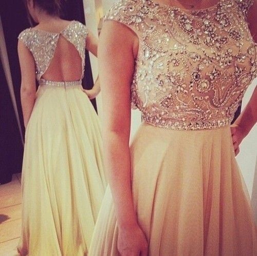 Floor Length Sexy Open Back Beaded Prom Dress Occasion Party Dress