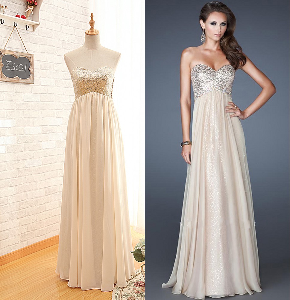 Empire Sexy Keyhole Back Sequins Prom Dress