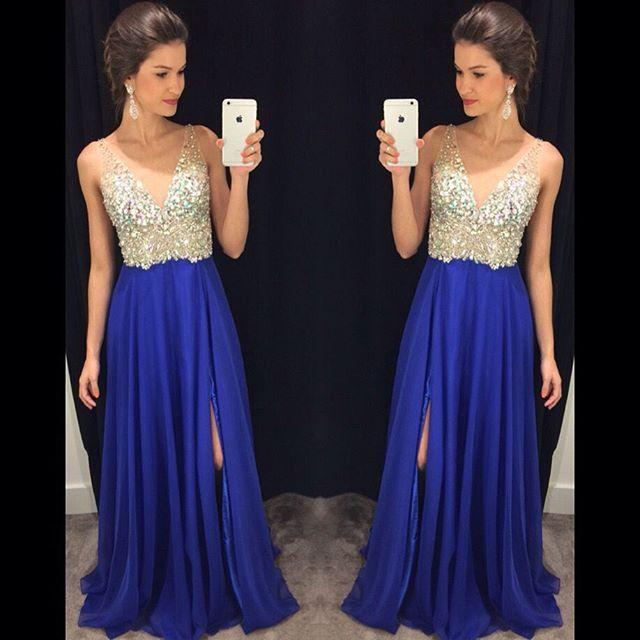 Royal Blue Prom Dresses,royal Blue Prom Dress,silver Beaded Formal Gown,beadings Prom Dresses,evening Gowns,chiffon Formal Gown For Senior Teens
