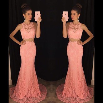 Pink Prom Dresses,pink Evening Gowns,simple Formal Dresses,2 Pieces Prom Dresses,teens Fashion Evening Gown,beadings Evening Dress,pink Party