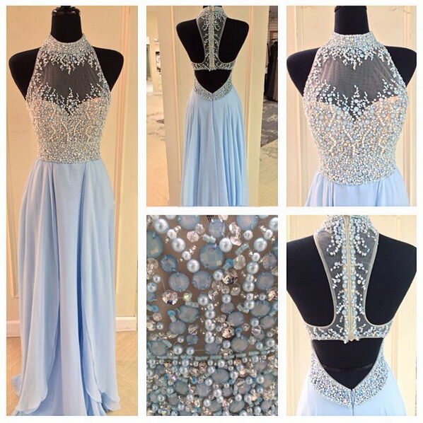 Lace Prom Dresses,light Sky Blue Prom Dress,modest Prom Gown,a Line Prom Gown,evening Dress,chiffon Evening Gowns,party Gowns