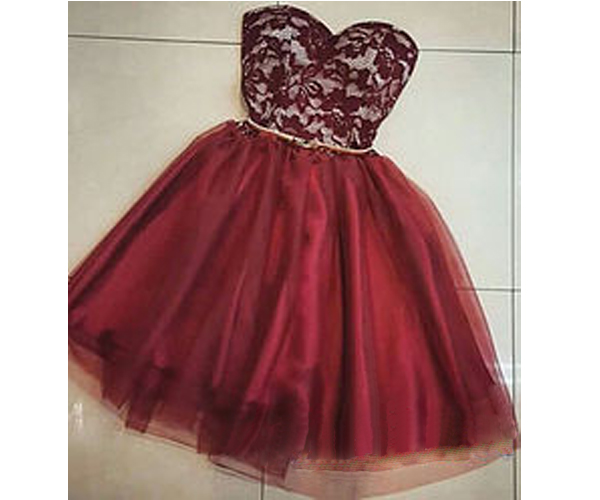 Burgundy Homecoming Dress,chiffon Homecoming Dresses,short Prom Dress,strapless Evening Dress,summer Lace Prom Dress,simple Wine Red Homecoming