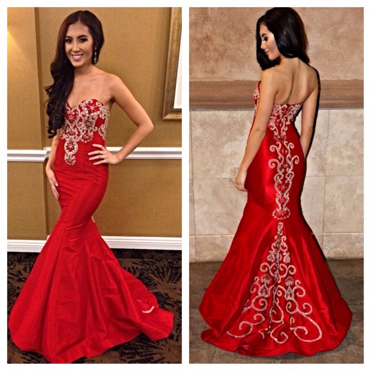 Red Prom Dresses,mermaid Prom Dress,satin Prom Dress,strapless Prom Dresses,2016 Formal Gown,corset Evening Gowns,red Party Dress,mermaid Prom