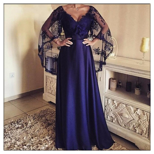 Elegant Evening Dress,v-neck Long Evening Dresses With Lace Shawl,formal Party Gowns