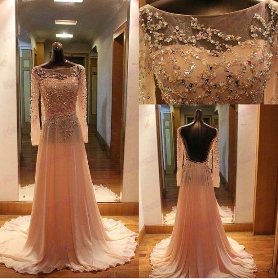 Tight Prom Baby Pink Prom Dresses 2018 Sparkle Long Sleeve Prom Dresses,a-line  Prom Dresses,