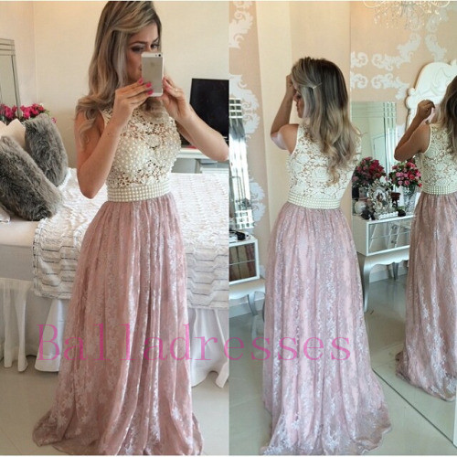 Prom Dresses,pink Evening Gowns,lace Formal Dresses,prom Dresses ,2016 Fashion Evening Gown,beautiful Evening Dress,pink Formal Dress,lace Prom
