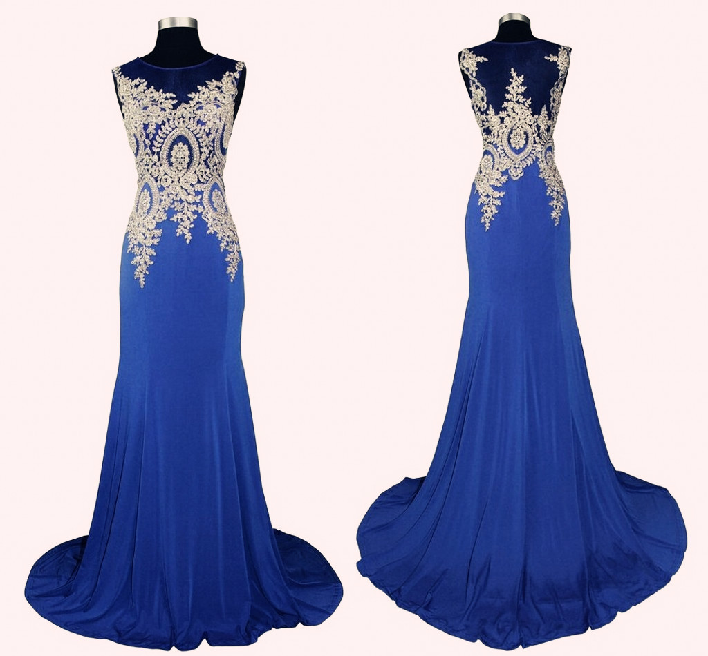 Beautiful Royal Blue Handmade Mermaid Prom Gowns, Evening Dresses, Blue Party Gowns