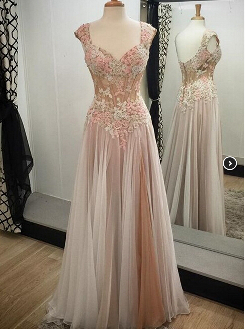  Hot Sale Appliques Prom Dress,Custom Made Prom Dress,Lace Prom Gowns,Sexy Women Dress,A line Evening Dress