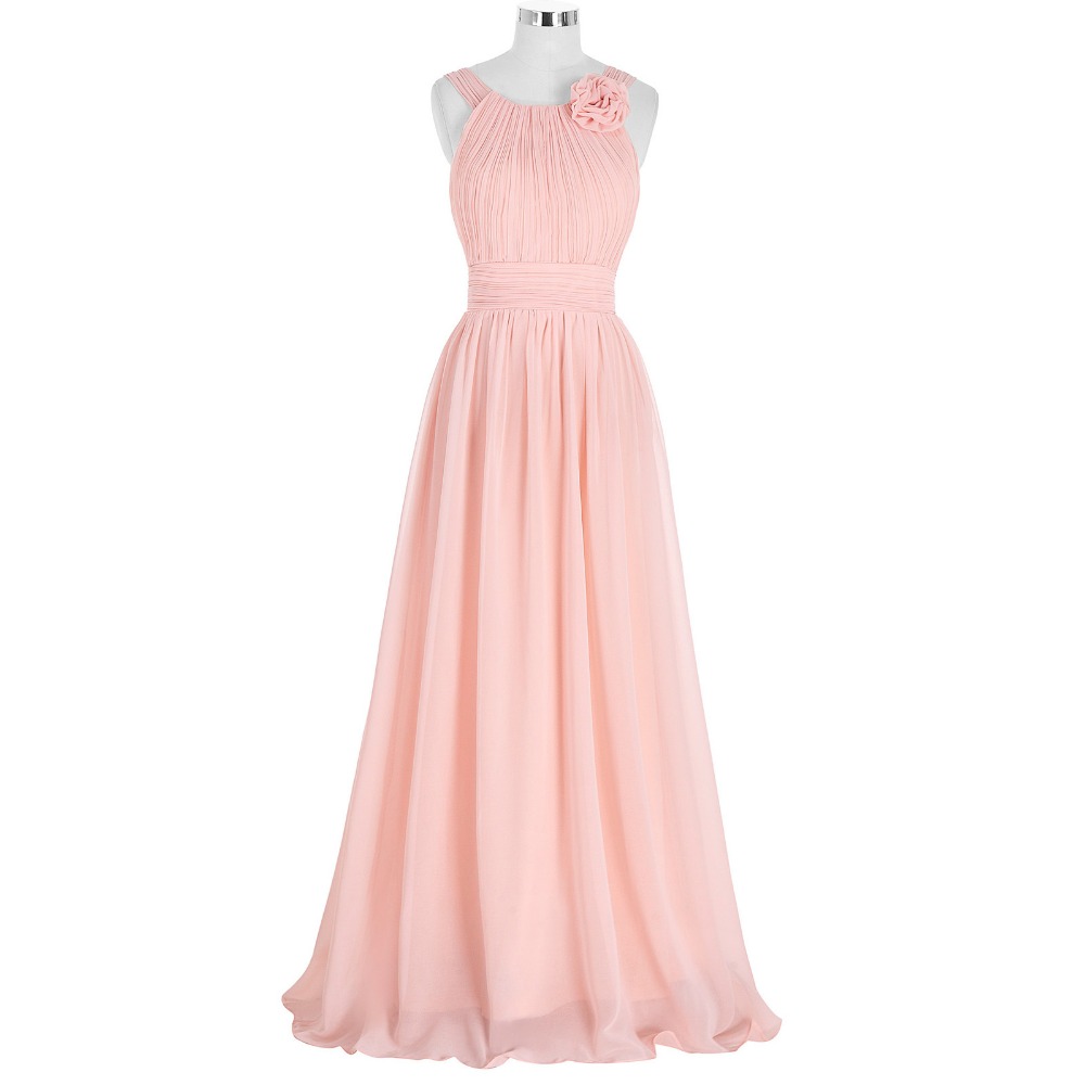 Evening Dresses Long Elegant Pink Chiffon A Line Evening Gowns Formal Party Dresses