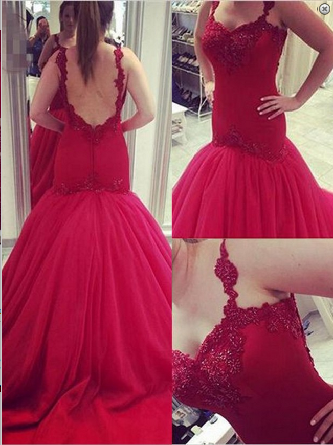 Off-the-shoulder Wine Red Trumpet/mermaid Bridesmaid Dressmermaid Prom Dress/evening Dress - Red V-neck Court Train Appliques