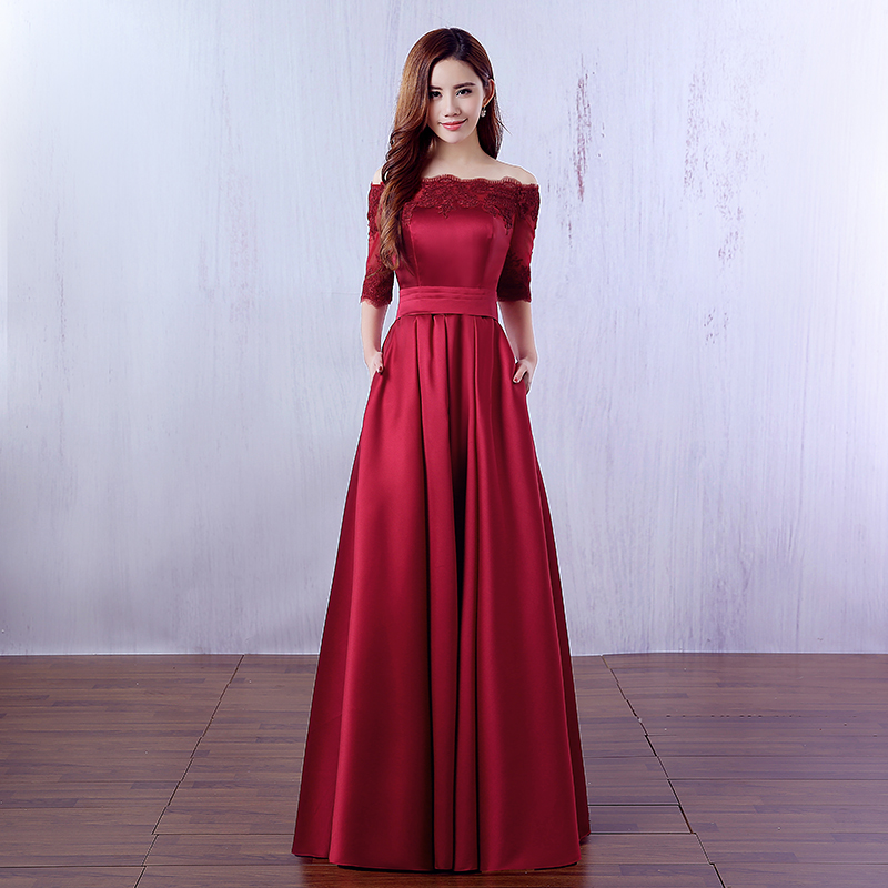 Prom Dresses Long Off-the-shoulder Prom Dress A-line Appliqued Evening Gown Waistband Cocktail Dress