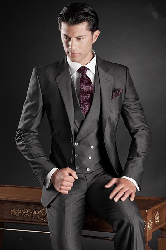 Slim Fit Men Groom Suit Tuxedos Formal Groomsmen Wedding Suits Custom ...