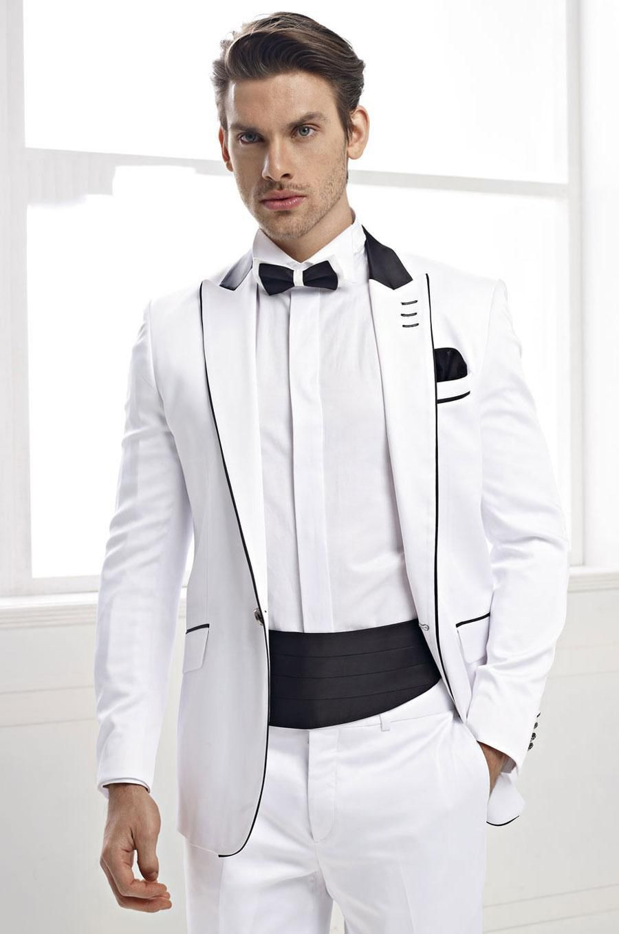 Custom Made Groommen Suit Tuxedos For Men Business Suits Formal Occasion Jacket+pants+waist Sealing Groom Wedding Suits