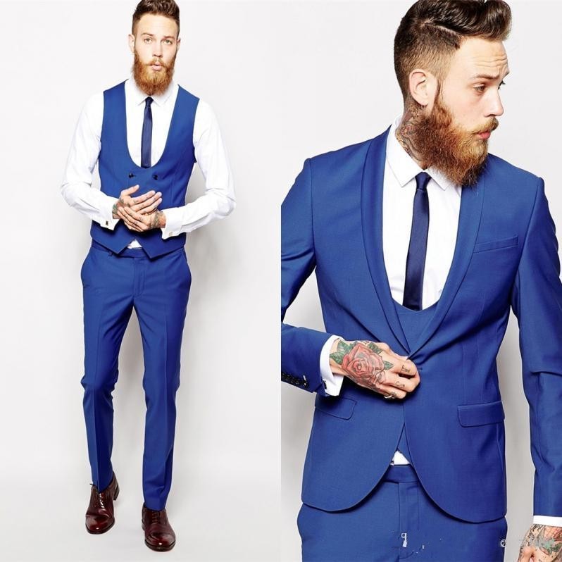 Classic Blue Business Men Suits for Wedding Suits Man Blazer Groom