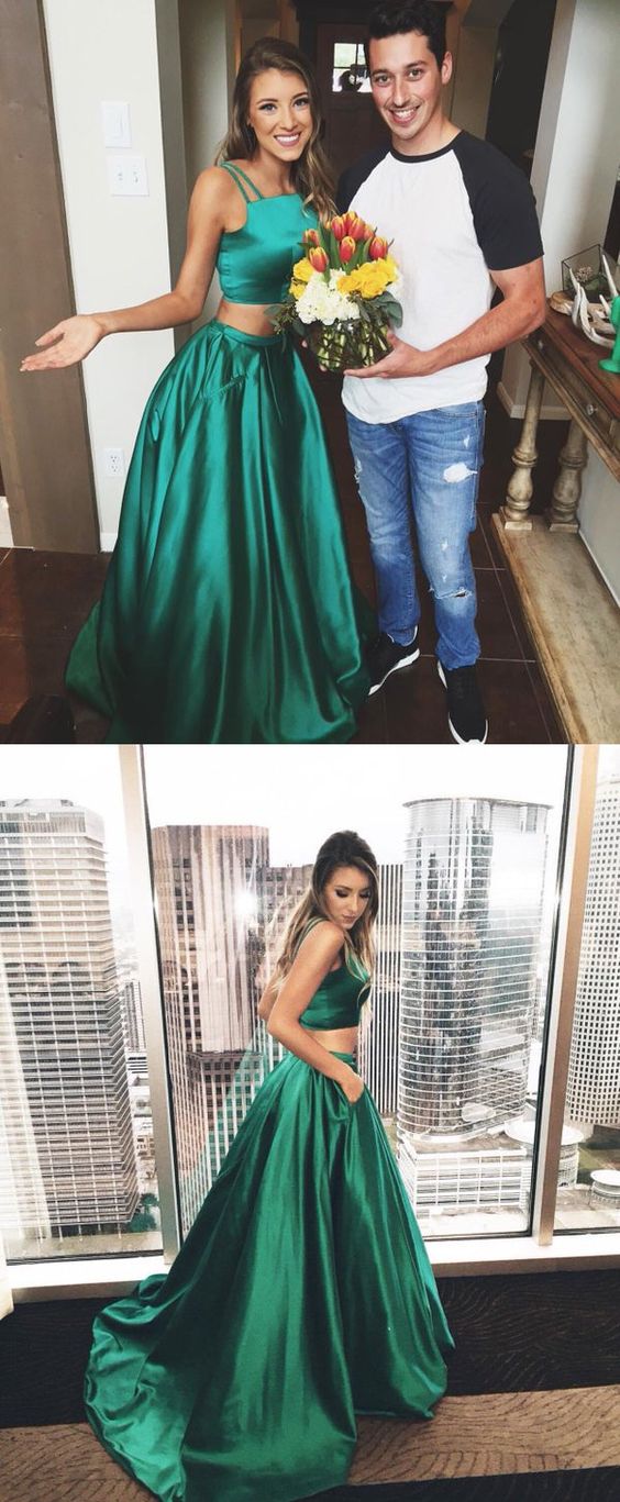 Prom Dresses,green Prom Gowns,green Prom Dresses, Party Dresses,long Prom Gown,2 Pieces Prom Dress,2 Piece Evening Gown,party Gown